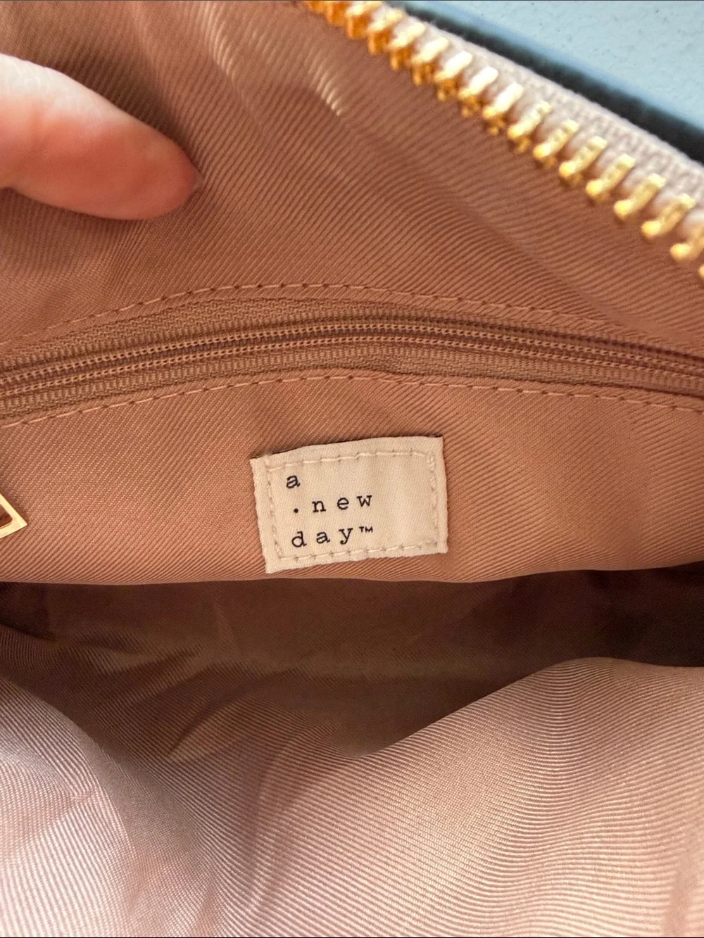 A NEW DAY Beige Faux Leather Crossbody Bag